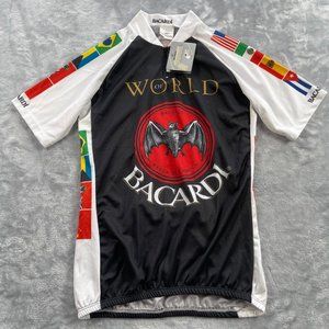 Barbedo Cycling Jersey Womens Large White Black World Of Bacardi Flags 1/4 Zip